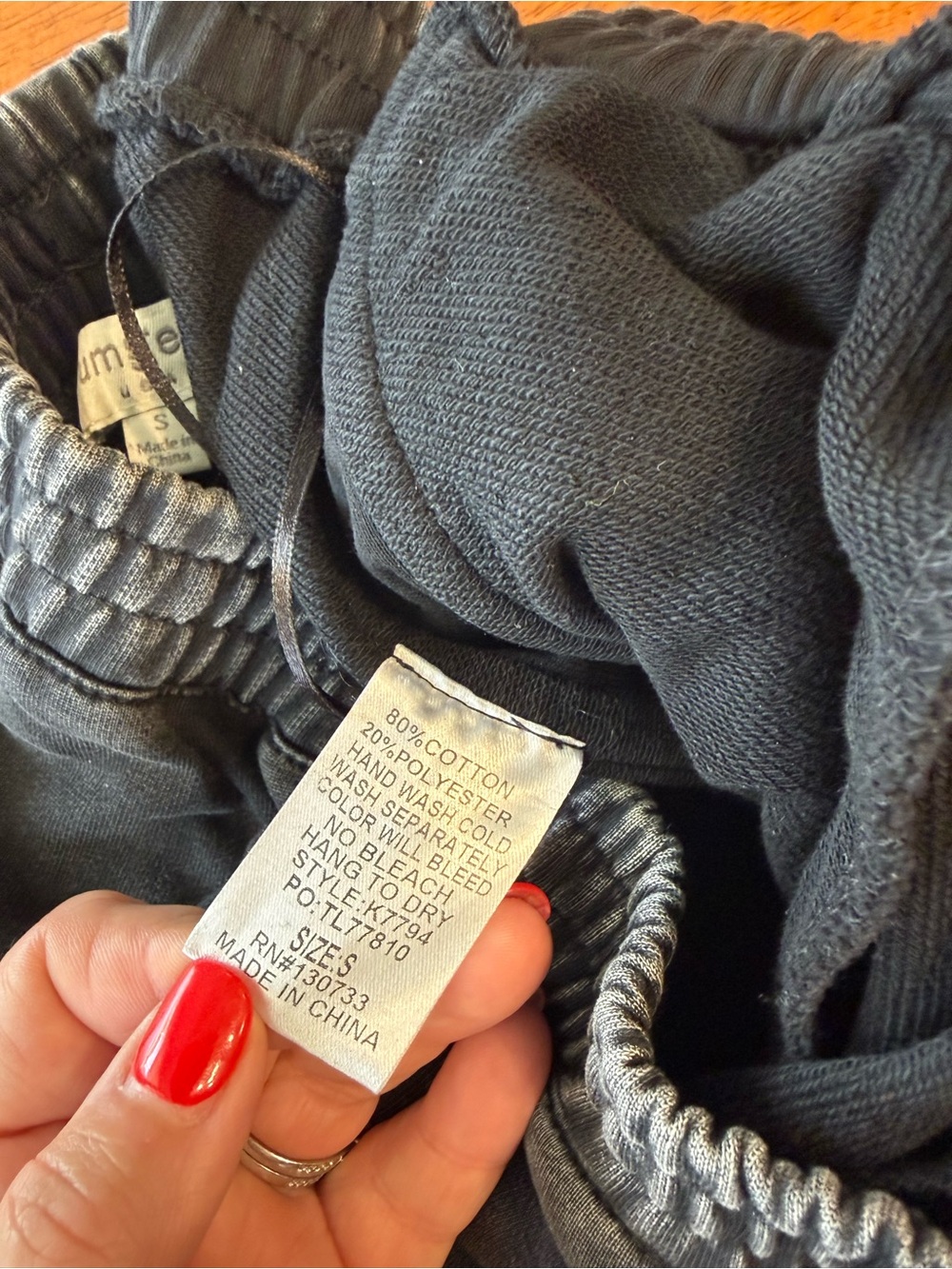 Umgee Mineral Wash French Terry Wide Leg Lounge Pants Sweatpants Gray Black S - Picture 3 of 9